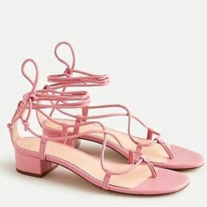J. Crew Pink Lace-Up Strappy Block Heel Sandals